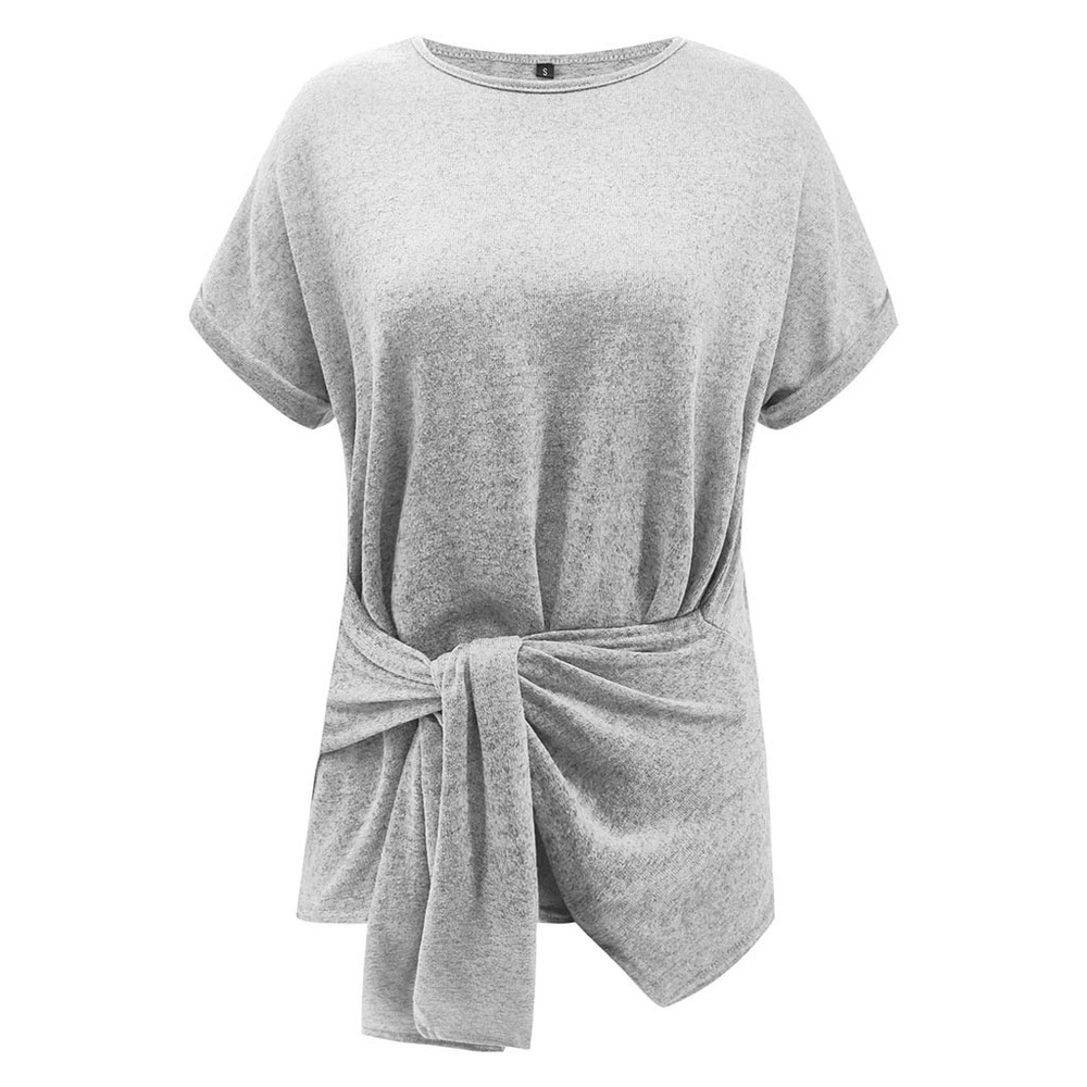 2 Heather Gray Tees: Baby Ribbed Ruffle / Hip-Tied - Picture 9 of 16